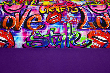 Stoffpaket French Terry + Bündchen Graffiti, pink, lila